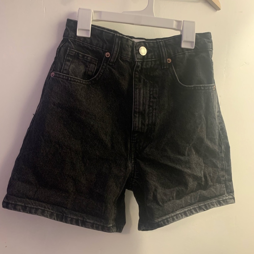 zara black denim shorts